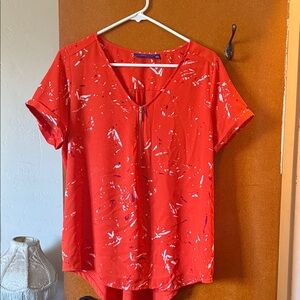 Apt. 9 Vivid Red Blouse with White Accents